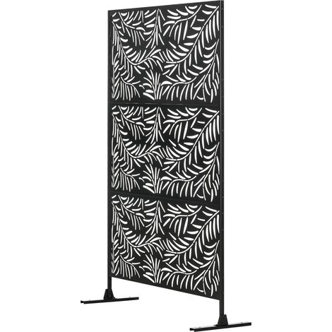 Paravent acier résistant aux intempéries noir 122 x 45 x 198 cm