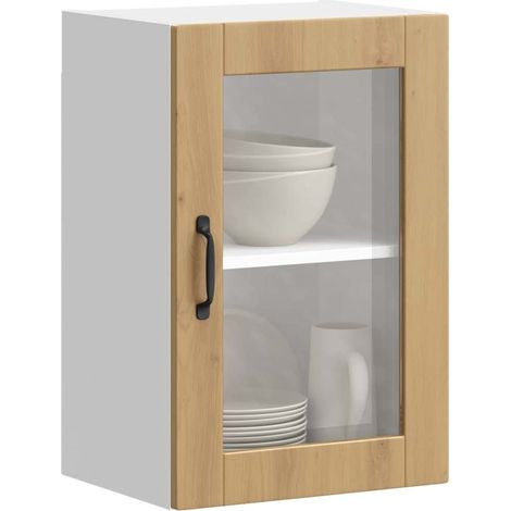 Küchen-Hängeschrank mit Glastür Porto Artisan-Eiche