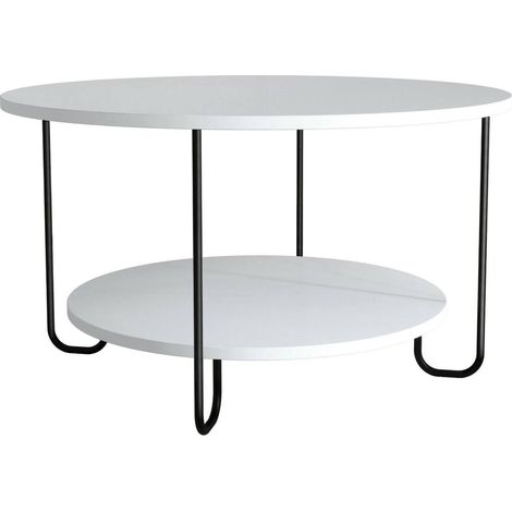 Tavolino da Salotto Plodio, un Vano, Forma Rotonda, 80x80x45h cm Bianco (1/3)