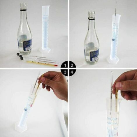 Alcoomètre professionnel - lot de 3 aréomètres avec une division de 0 à 100% + thermomètre pour mesurer la teneur en alcool d'eau-de-vie, whisky, vodka, cognac, etc.