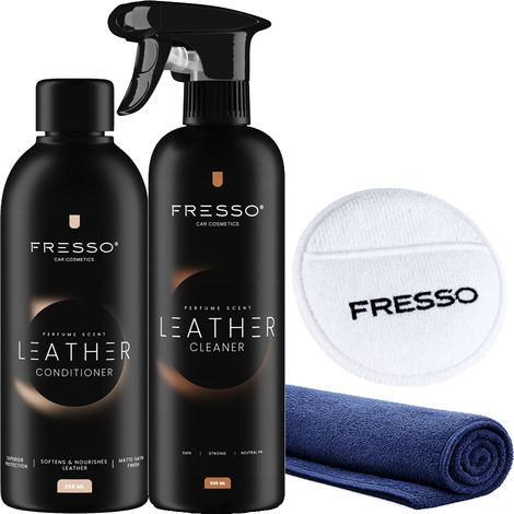 Set Fresso para la limpieza, renovación y cuidado del cuero y la tapicería de cuero. (1/5)