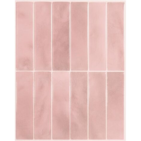 3D Epoxy Wall Stickers, Pink, 9 x 11.5 Inches, 5 Sheets, Self-Adhesive PU Decals for Kitchen Bathroom Tile.