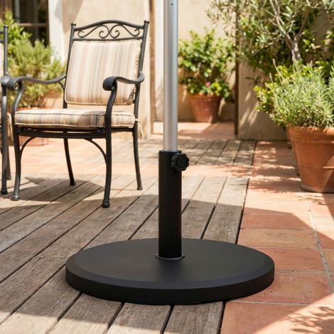 Socle de parasol en ciment, 13 kg, rond, pour parasols à tube de 34 mm/38 mm/48 mm de diamètre, noir (1/5)