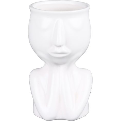 Ceramic Face Planter Pot Nordic Style Modern Innovative Face Succulent Planter Pot for Home Office Hotel Desktop Ornaments White (1/5)