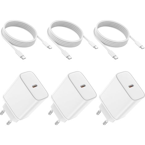45W Chargeur USB C Rapide for iPhone 17 16 15/17 16 15 Pro/17 16 15 Pro Max/17 Air/Plus/iPad Pro/iPad Air, Samsung S25 S24 S23, Prise Adaptateur et Type C 2M Cable Secteur (blanc3, 3-Pack) (1/5)