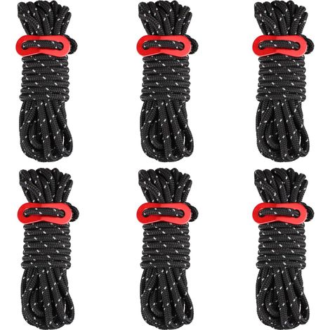 Cordon de serrage réfléchissant de 4 mm pour tente, corde de guidage de bâche de 4 m/13 pi avec tendeur en aluminium, convient pour ranger et fixer les auvents et hamacs de camping. (1/5)