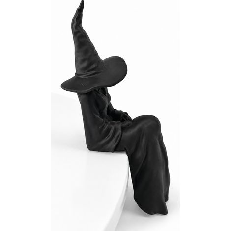 Figurine sorcière assise sans visage 17 cm, décoration d’Halloween pour bord d’étagère