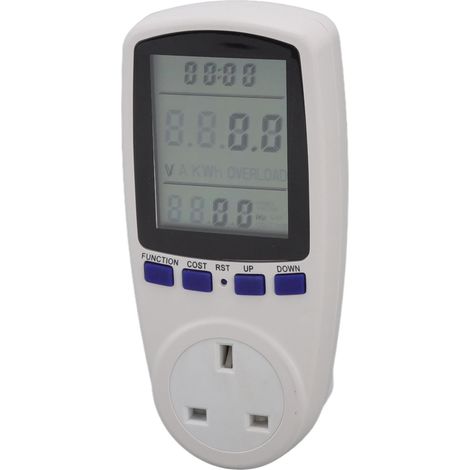 Compteur de puissance avec affichage LCD, protection contre les surcharges, voyant LED, analyseur de puissance numérique, prise britannique 230 V (1/5)