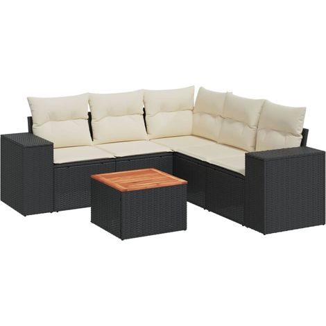 Maison Exclusive - Patio Sofa Set 6-Posti Black and Cream (1/5)