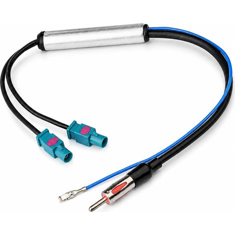 Adaptateur Antenne Autoradio Double Fakra Z vers DIN, Adaptateur avec Amplificateur FM AM Dab+ Signal Radio Voiture 30cm, Câble Fakra Z Mâle vers DIN pour Autoradio GPS Stéréo Véhicule (1/5)