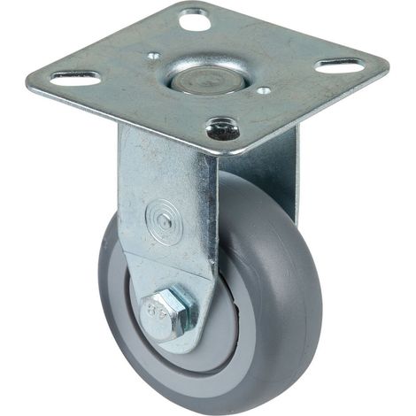 BS-R Bockrolle 50 mm, Gummirad grau, Kugellager, Platte, Tragkraft 50kg (1/2)