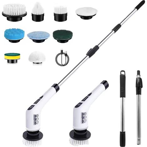 Nettoyeur électrique, brosse de nettoyage électrique, épurateur de douche avec 9 têtes de brosse remplaçables (1/5)