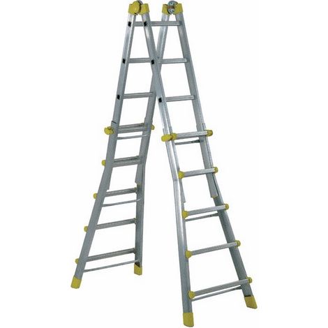 Scala Telescopica In Alluminio 4+5 Gradini Maurer H max 4,29 Mt (1/2)