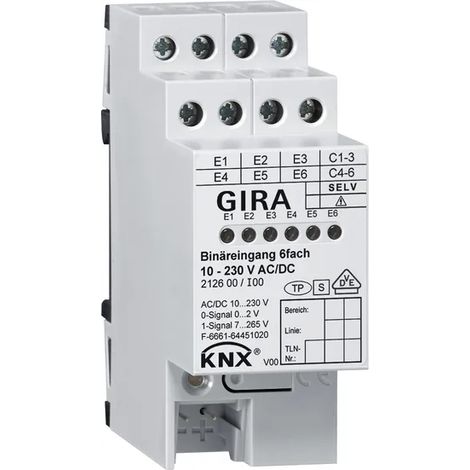Gira Entrada binaria 6f 10 - 230 V AC/DC KNX REG [212600], 2126 00