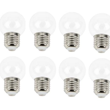 Ampoule LED sphérique G45 E27 couleur blanc 3 W AC220‑240 V non dimmable éclairage décoratif Halloween Noël et fêtes lot de 8