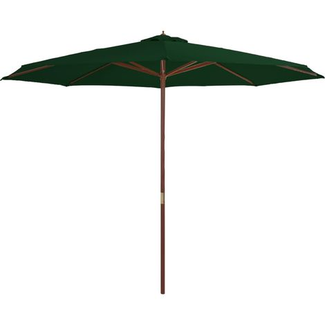 Sombrilla con mástil de madera 350 cm verde 020008131