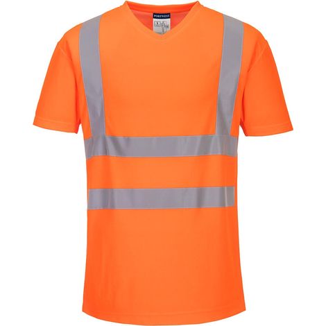 V-Ausschnitt T-Shirt mit seitlichen Einsätzen aus luftiger Mesh in Farbe: Orange Größe XXL - Portwest
