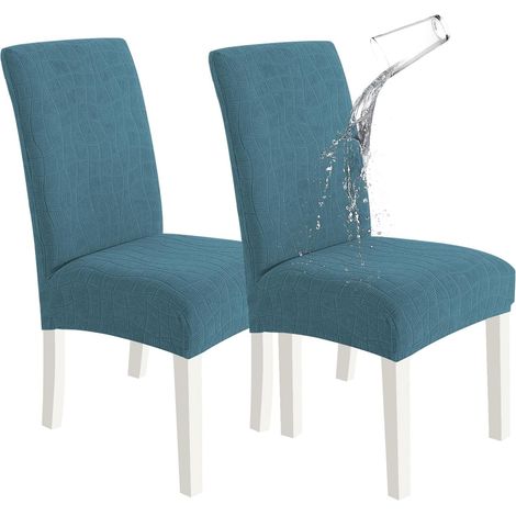 Housse De Chaise 2 Pièces, Housse Chaise Salle À Manger Élastique, Couvre Chaise Moderne Extensible, Lavable Protection Chaise, Universel Housse pour Chaise Mariage, Turquoise (1/5)