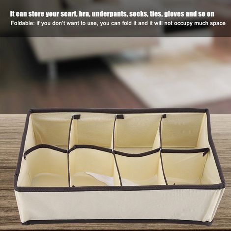 Tragbare, faltbare und robuste Aufbewahrungsbox mit Trennfächern für BHs, Unterwäsche und Socken (8 Fächer) (1/5)