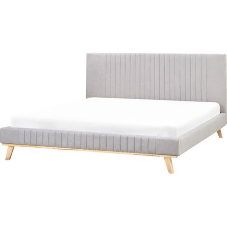 Cama con somier de chenilla 180 x 200 cm capitoné aspecto moderno gris claro Talence (1/5)