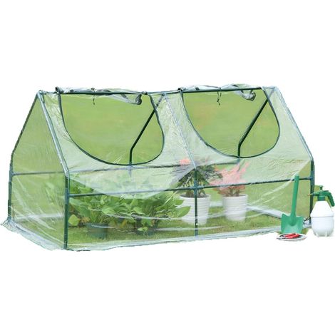 Mini serre de jardin tunnel en fil d'acier et PE, abri transparent pour semis sur balcon, Composition : 120 × 60 × 60 cm, Couleur : transparent (1/5)