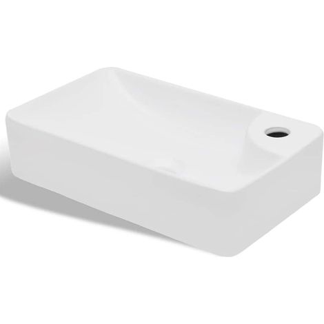 Maison Exclusive - Lavandino Bagno in Ceramica Bianca con Foro per Rubinetto (1/5)
