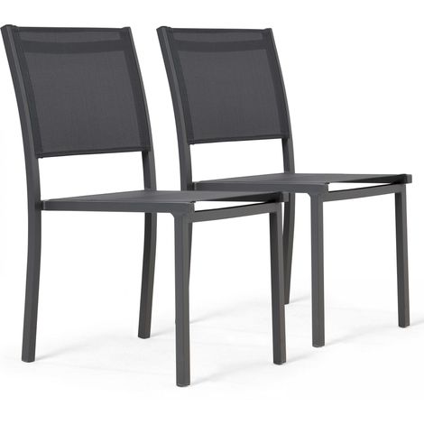 Oviala – Lot de 2 chaises de jardin empilables en aluminium et textilène – Assise souple 45 cm – Poids léger 2,7 kg – Résistantes aux intempéries