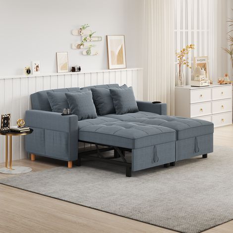 YODOLLA 2-Seater Sofa Bed Sleeper Pull Out Convertible, 3-in-1 Sofa Couch Beds with Adjust Backrest, Dark Grey (1/5)