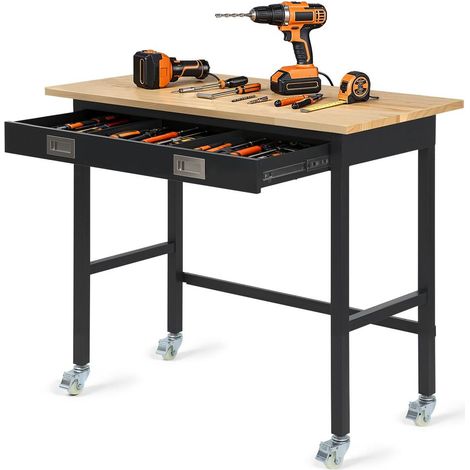 Garage ou atelier, gagnez en rangement avec cet établi mobile 1220 mm, tiroir intégré et charge 680 kg (1/5)