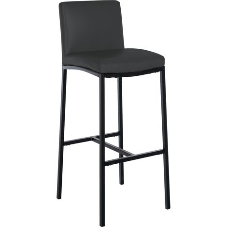 Sgabello da bar x1 design elegante e contemporaneo in PVC grigio scuro con struttura in metallo nero a quattro gambe 100006515