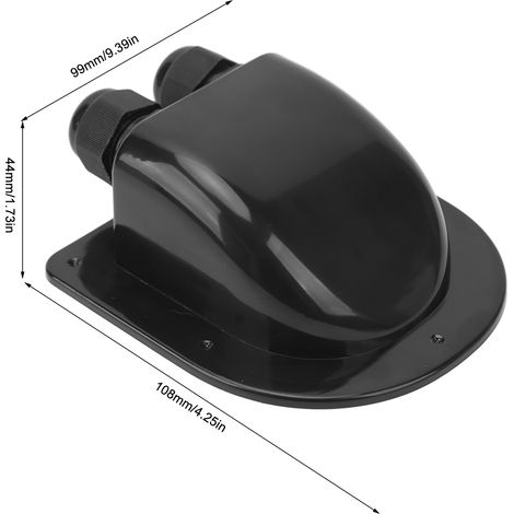 IP68 wetterfeste, wasserdichte Kabeleinführungsbox mit doppelter Kabeleinführung für Wohnmobil-, Boots- und Yachtdächer, schwarz