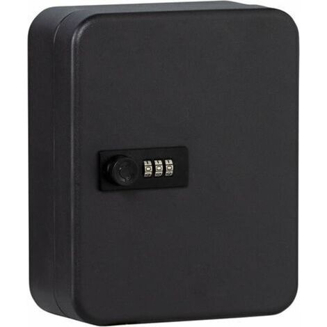 Key cabinet with digital code, 20 hooks, sheet steel, matt black (1/4)
