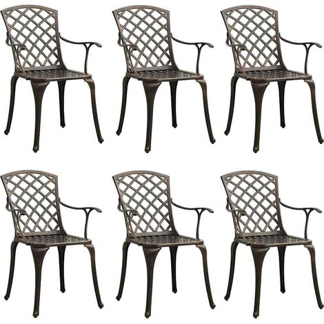Maison Exclusive - Gartenstühle 6 Stk. Aluminiumguss Bronzen (1/5)