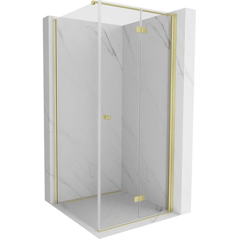 Mexen Mist-F T Duschkabine klappbar rechts 95 x 95 cm, transparent, gebürstet Gold - 8A6T-095-095-55-00-P (1/5)
