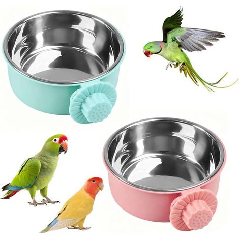 Mangiatoia per Uccelli in Acciaio Inossidabile, 450ml, Ciotola Sospesa Gabbia per Uccelli Rimovibile, Mangiatoia per Piccoli Animali Come Gatti, Cuccioli, Furetto, Ratto e Criceto, Ciotola per Acqua U (1/4)