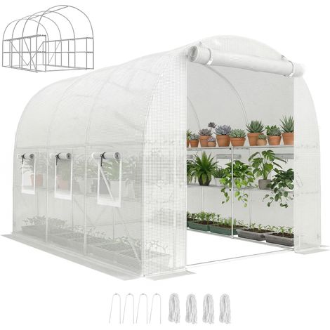 Invernadero de jardín, con puerta enrollable, 275 x 198 x 191 cm, blanco (1/5)