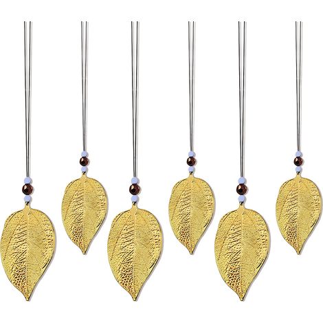 Feuille Décorative Suspendue - Feuille Métallique Or - Pour Fenêtre Mur Porte Arbre de Noël - Lot de 6 (1/5)