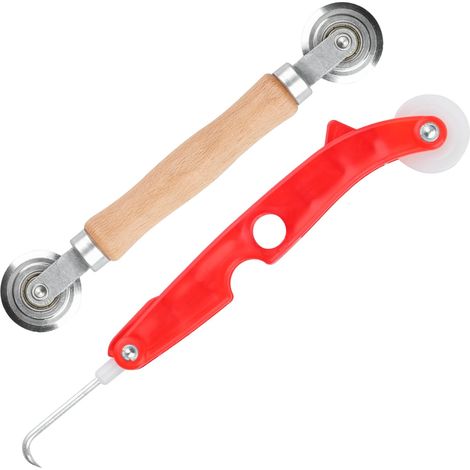 Lot de 2moustiquaire outil de passepoil, rouleau cannelé, rouleau de passepoil à double roue, rouleau d'étanchéité pour fenêtres (1/5)