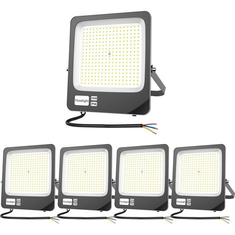 Projecteur LED Extérieur 200W, Spot LED Extérieur IP66 Etanche Luminaire Exterieur de Sécurité,6500K Blanc Froid Super Lumineux Eclairage Exterieur Murale pour Cour,Jardin,Garage,Patio-5 Pack