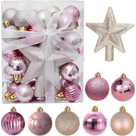 Boules De Noël - 29 Boules 3 Cm + 1 Étoile Cime 10,5 Cm - Décoration Sapin Table 30 À 90 Cm - Lot Mini Boules Noël (1/5)