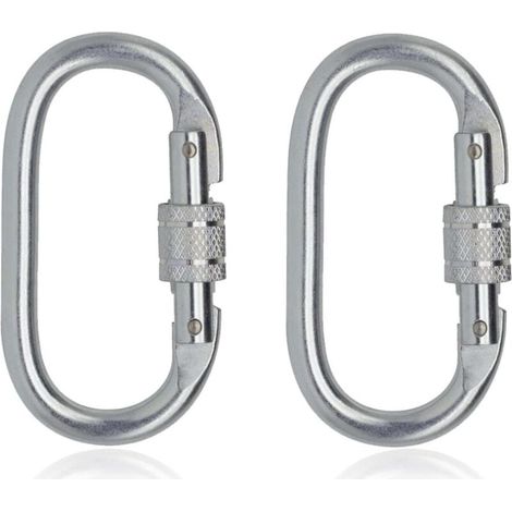 YMYNY Hochleistungs-Kletterkarabiner (25 kN = 5600 lbs), Mehrzweck-Schraubhaken zum Klettern, für Ausrüstung, Seile, Hängematten (O-förmig, 2er-Pack) (1/4)