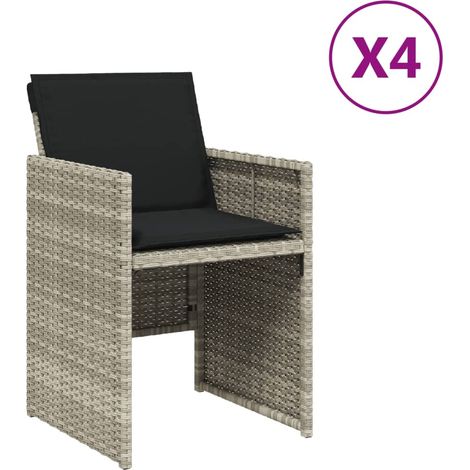 Maison Exclusive - Sedie da Giardino con Cuscini 4 pz Grigio Chiaro in Polyrattan
