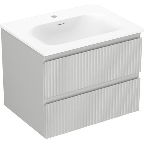 Mexen Rivel armario de baño de 60 cm con lavabo Vela, 2 cajones, acanalado, gris mate/blanco mate - 91A20-06047-2-BFF62-W23M01 (1/5)