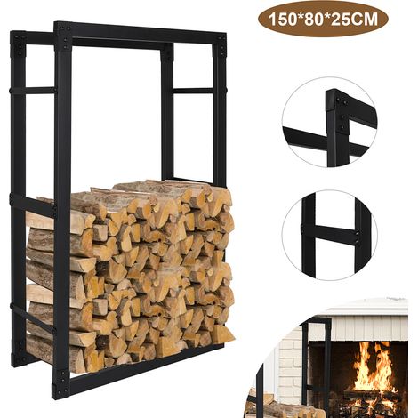 Jiubiaz scaffale per legna da camino aiuto per impilare 150×80×25 cm in metallo resistente alle intemperie deposito per legna da ardere (1/5)