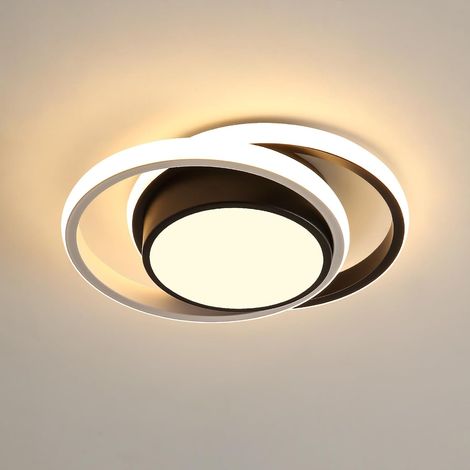 Plafonnier LED rond 31 W , design moderne, adapté aux couloirs, chambres, salles de bains, cuisines et salons, lumière chaude, diamètre 27 cm, largeur 20 cm, hauteur 6 cm, [Classe d'efficacité énergét