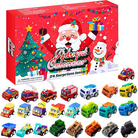 Calendrier de l'Avent 2025 avec compte à rebours surprise de 24 jours - Mini voitures incluses, calendrier festif et décorations de sapin pour des fêtes amusantes (1/5)