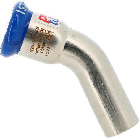 Coude à sertir FM 45° SERTIsteel Inox - Empreinte M 45° - Ø15