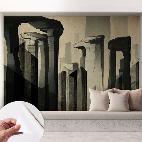 Tapete adhésive moderne pour salon et chambre à coucher Décoration rapide avec colle Architecture brute 208x146 cm (1/5)