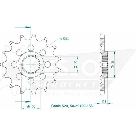 Pignon Lightweight - 520 - 15 Dents - Made in Germany