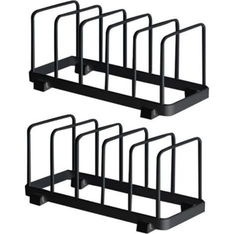 Assiette Organisateur, Égouttoir à Vaisselle, Supports à Assiettes, Organisateur d'Étagère à Assiettes, Rangement de Planche à Découper pour Cuisine Comptoir Placard (Noir, 2 Pièces) (1/4)